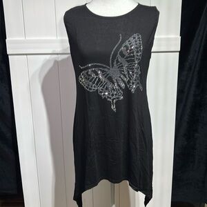 NWT Shiny butterfly embellished tank